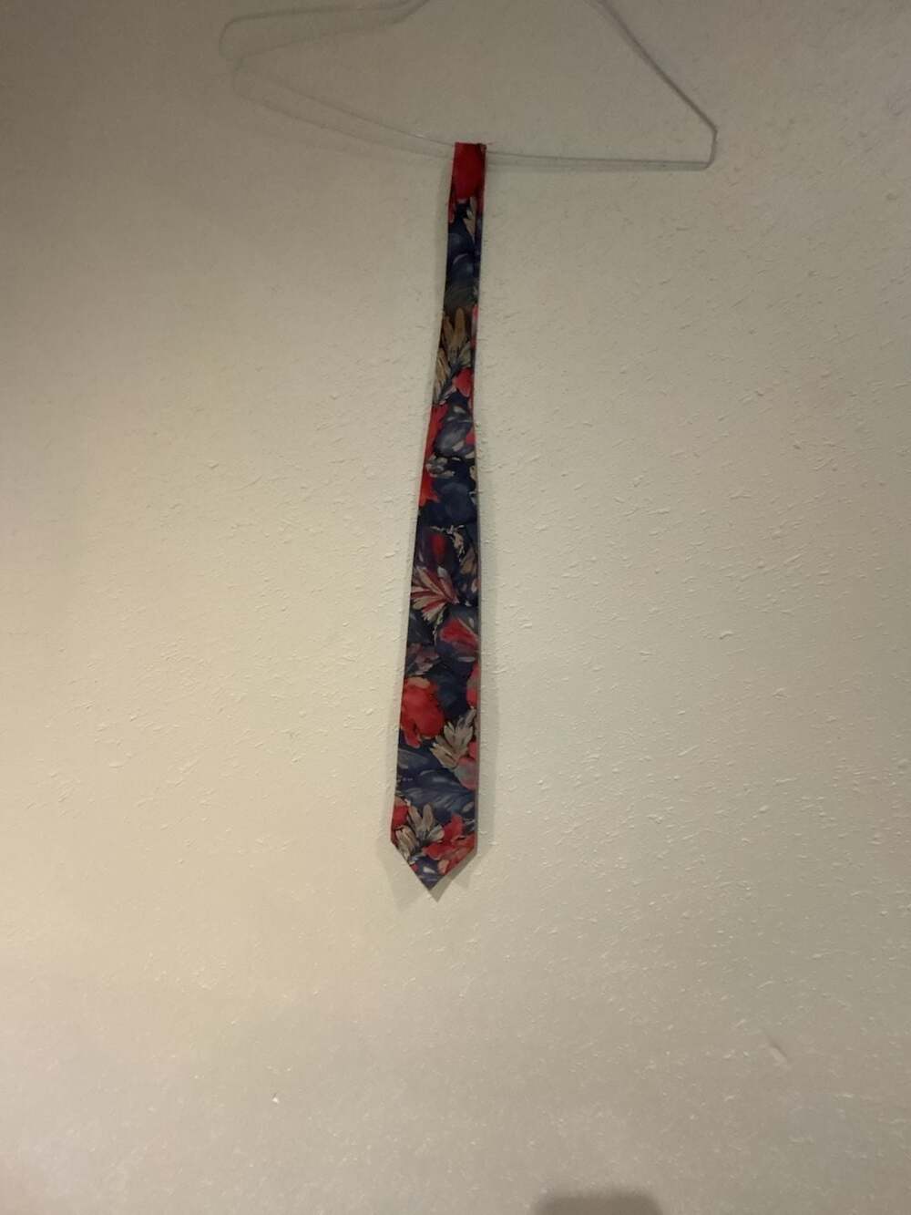 Vintage Christian Dior Monsieur Floral Necktie Red Blue Polyester